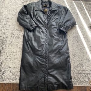 VTG Eddie Bauer genuine Leather 3 season Trench coat size M EUC Removable liner